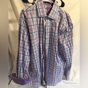 English Laundry Men's Checkered Shirt - Purple and Blue